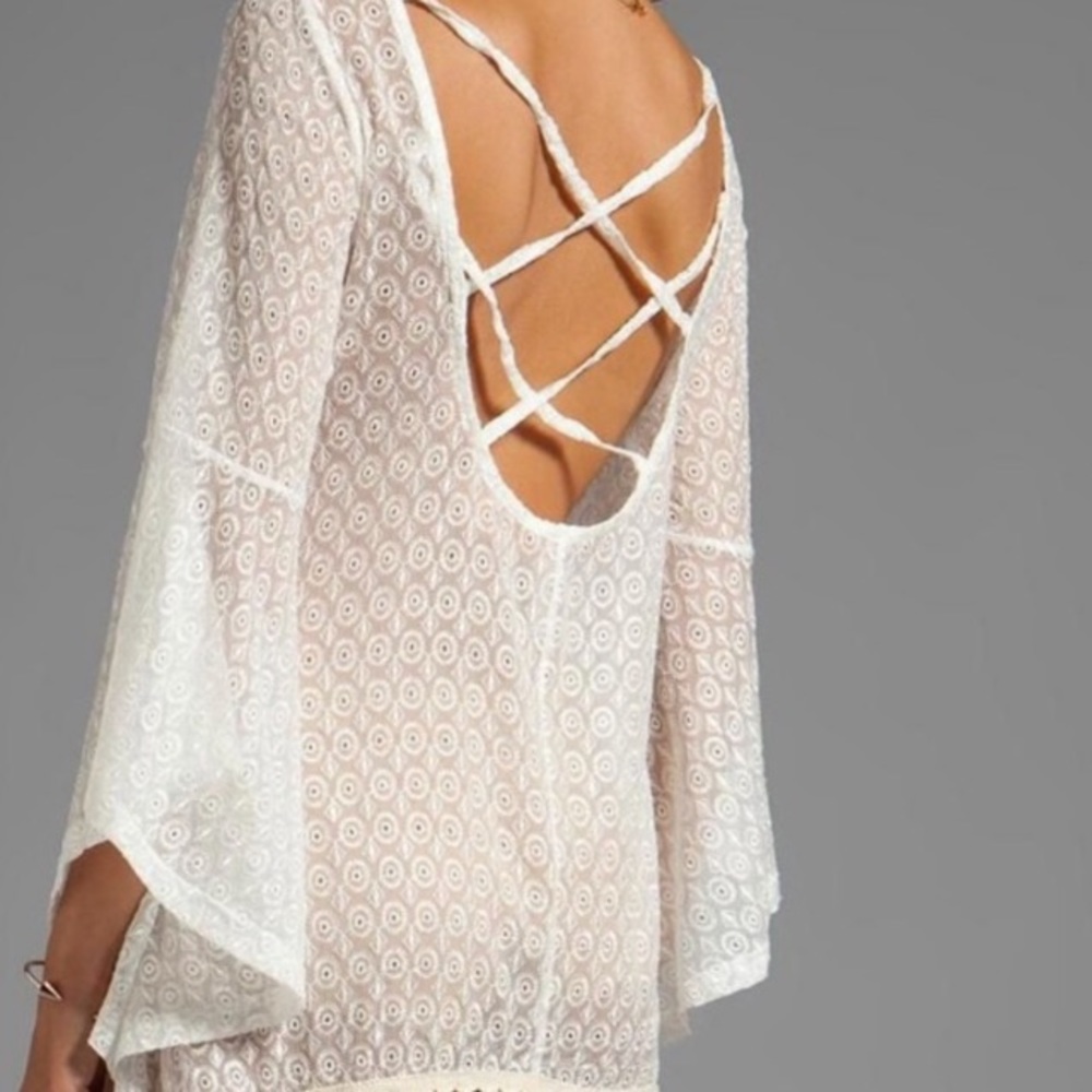 Gypsy Junkies Mimi eyelet lace tunic cream